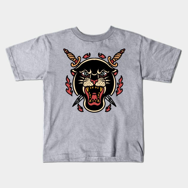 panther and swords Kids T-Shirt by donipacoceng